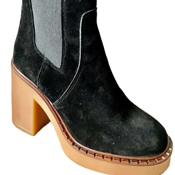 Nila & Nila Suede Platform Ankle Boots Black Made in Italy Size 38 - Picture 9 of 10